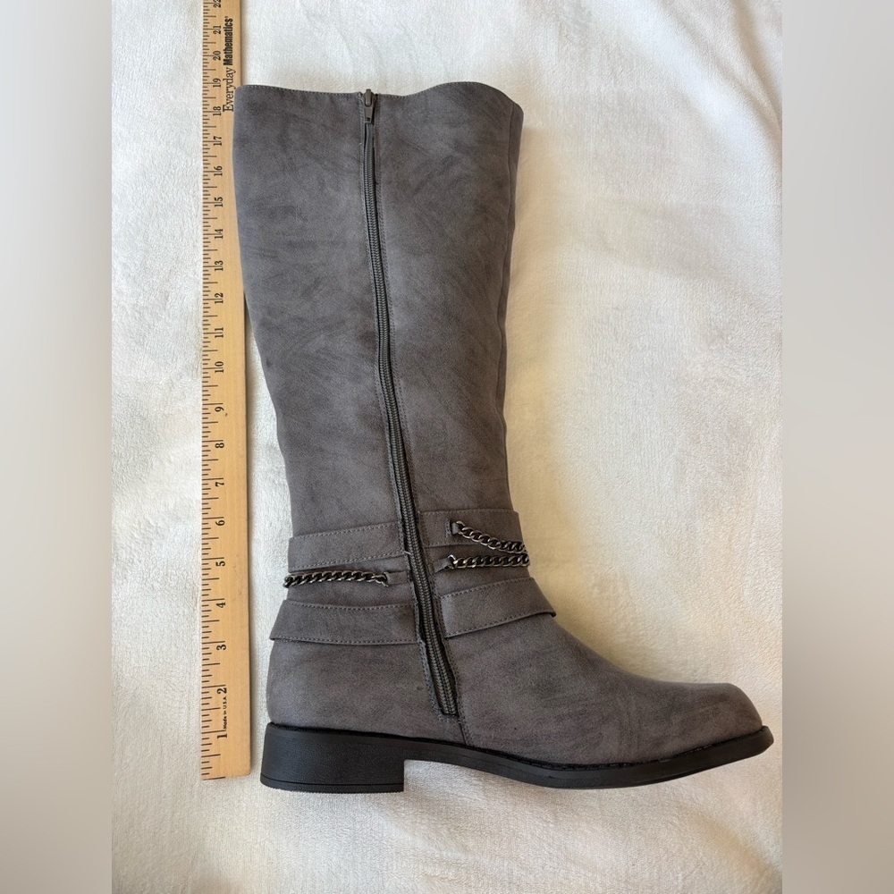 JustFab Over the Knee Gray Boots Size 9,5 Faux Suede - Picture 8 of 11